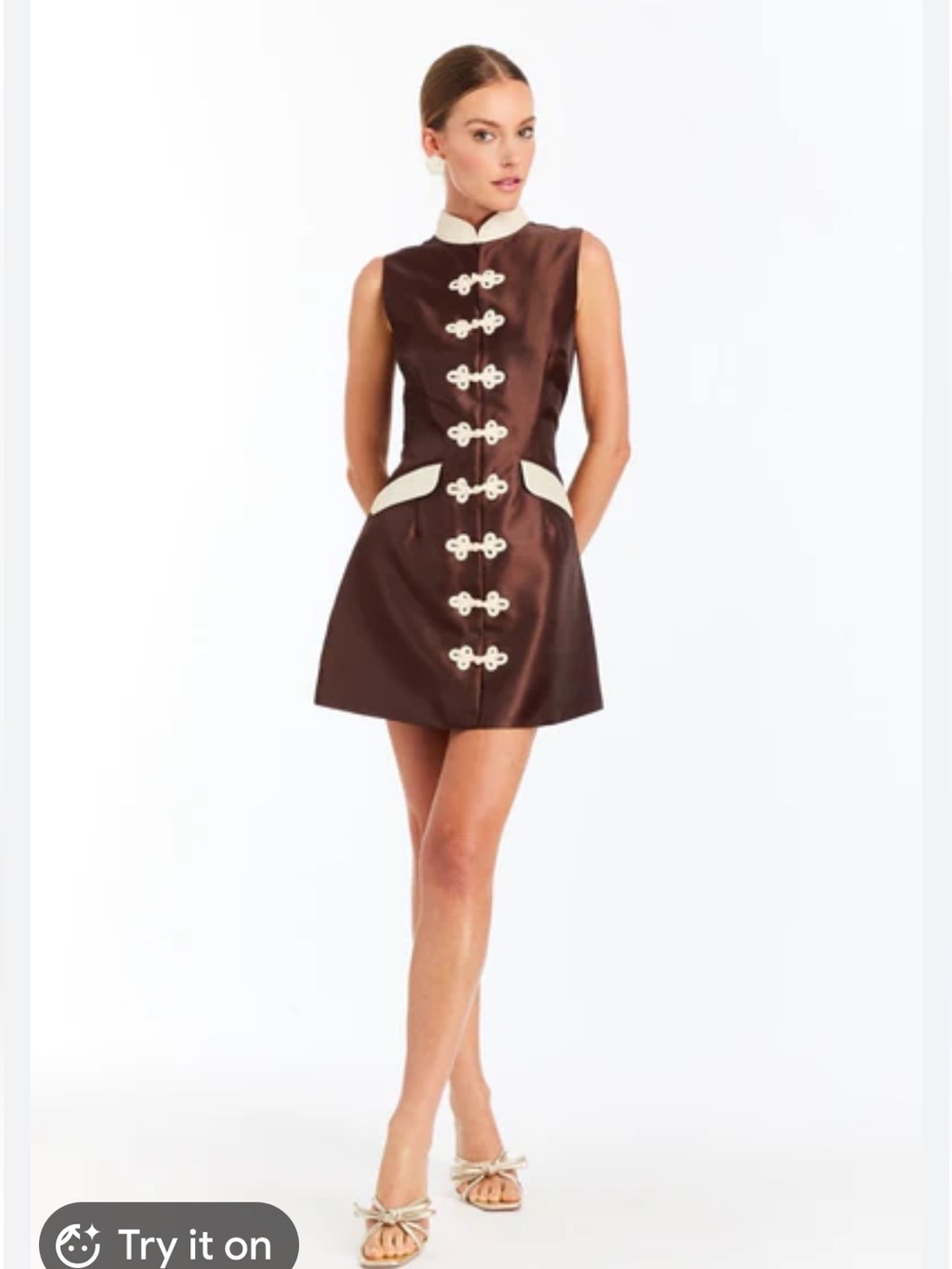 NWT Mestiza New York Tamara Stand-Collar Sleeveless Minidress